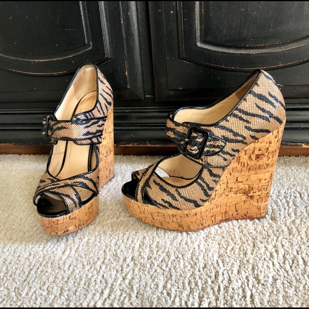 Christian Louboutin 36.5 animal print wedge